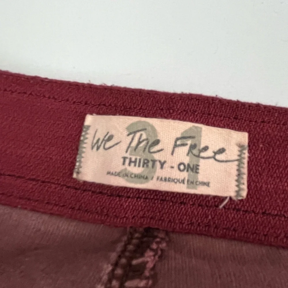 FREE PEOPLE We The Free Burgundy Flare Corduroy Elastic Waist Pants Size 31